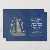 Uitnodigingen voor Nautical Silver Boat & Beach Th (Voorkant / Achterkant)