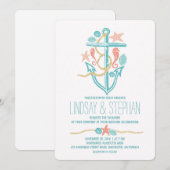 Uitnodigingen voor Nautische strandbruiloft (Voorkant / Achterkant)