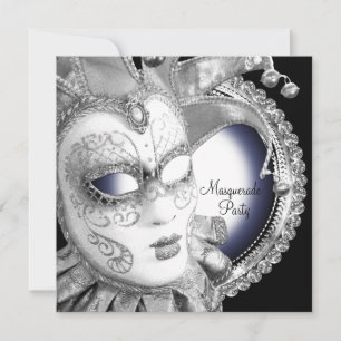 Uitnodigingen voor Navy-blauw en zwart maskeradefe
