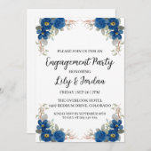 Uitnodigingen voor Navy Blue Florial Engagement Pa (Voorkant / Achterkant)