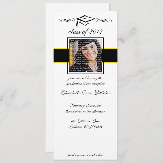 Uitnodigingen voor opleiding op de zwarte & goudsc (Voorkant / Achterkant)