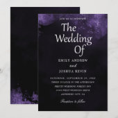 Uitnodigingen voor paars en zwarte bruiloft (Voorkant / Achterkant)