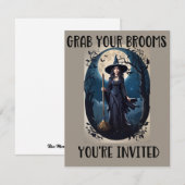 Uitnodigingen voor 'Pak je bezems' Halloweenfeestj (Voorkant / Achterkant)