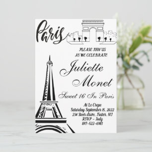 Uitnodigingen voor Paris Eiffeltoren Sweet 16