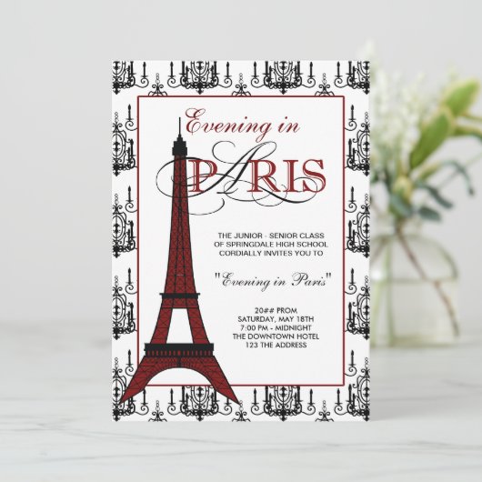 Uitnodigingen voor Paris Prom (Staand voorkant)