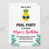 Uitnodigingen voor Pineapple Pool Party (Voorkant / Achterkant)