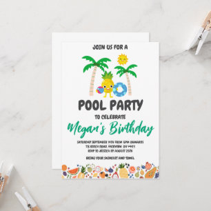 Uitnodigingen voor Pineapple Pool Party