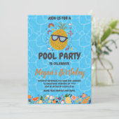 Uitnodigingen voor Pineapple Pool Party (Staand voorkant)