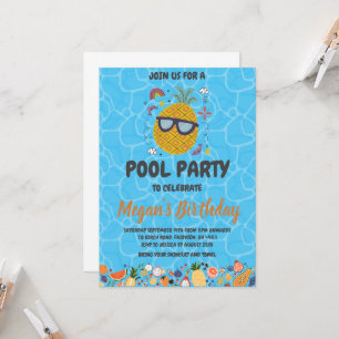 Uitnodigingen voor Pineapple Pool Party