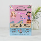 Uitnodigingen voor Princess & Pirate (Staand voorkant)