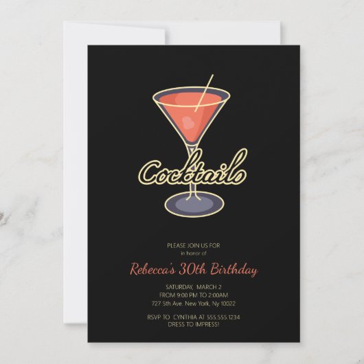 Uitnodigingen voor retro-stijl cocktailparty (Voorkant)