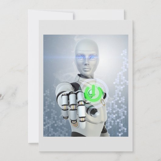Uitnodigingen voor Robot Pushing Power Button (Voorkant)