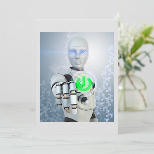 Uitnodigingen voor Robot Pushing Power Button