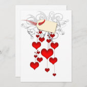Uitnodigingen voor rode harten (Voorkant / Achterkant)
