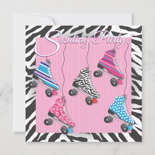 Uitnodigingen voor Roller Schaatsfeestje (Voorkant)