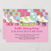 Uitnodigingen voor roller Skating-verjaardagsfeest (Voorkant / Achterkant)