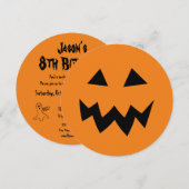 Uitnodigingen voor ronde pumpkin Halloween Birthda (Voorkant / Achterkant)