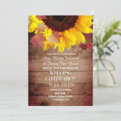 Uitnodigingen voor Rustic Sunflower Wedding (Staand voorkant)
