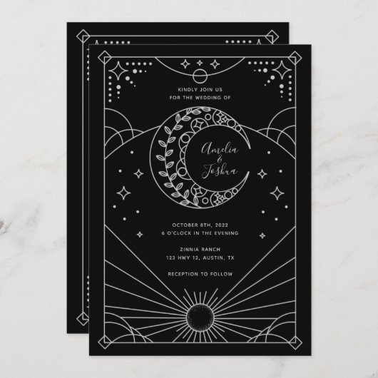 Uitnodigingen voor Stardust Wedding (Voorkant / Achterkant)