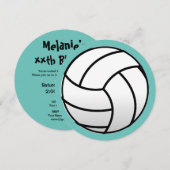 Uitnodigingen voor strandvolleybal Birthday (Voorkant / Achterkant)