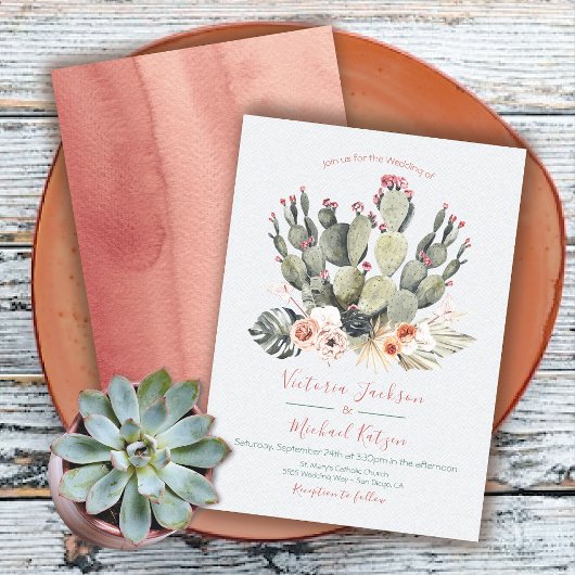Uitnodigingen voor Terracota en Cactus Wedding