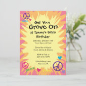 Uitnodigingen voor themafeekamers van Groovy 60 (Staand voorkant)