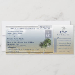Uitnodigingen voor Ticket to Paradise-huwelijksbes