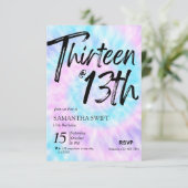 Uitnodigingen voor Tie Dye Sweet 13e verjaardag (Staand voorkant)