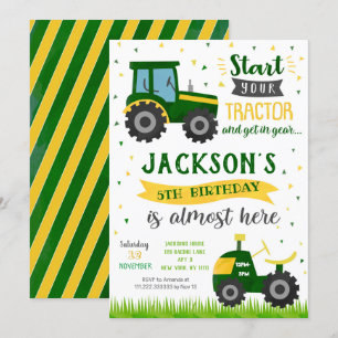 Uitnodigingen voor Tractor Birthday Party