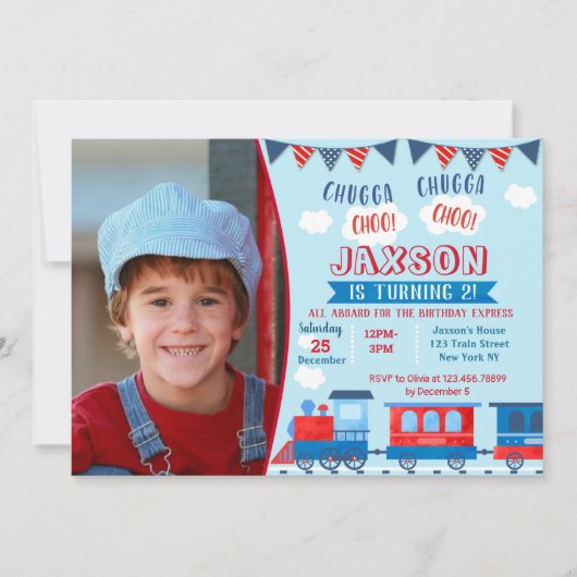 Uitnodigingen voor treinverjaardagsfeestjes (Voorkant)