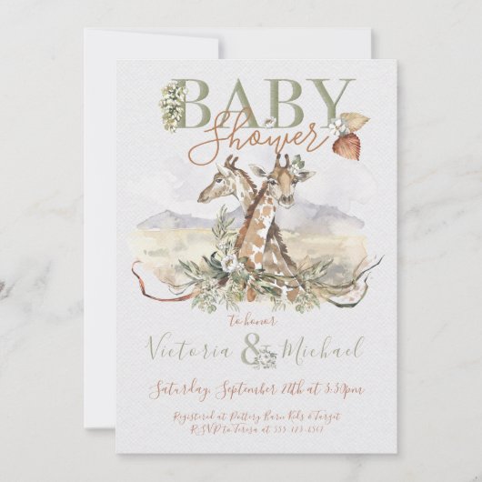 Uitnodigingen voor Tropisch Oerwoud Giraffe Baby S (Voorkant)