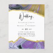 Uitnodigingen voor trouwdag met Sublime Paarse Gou (Voorkant)