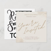 Uitnodigingen voor trouwfeest Bespaar de data (Voorkant / Achterkant)