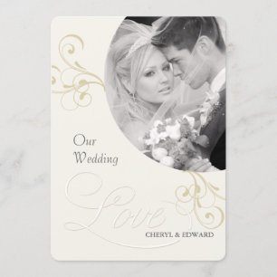 Uitnodigingen voor trouwfoto's - Elegant  ivoor