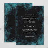 uitnodigingen voor turquoise en zwarte bruiloft (Voorkant / Achterkant)