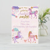 Uitnodigingen voor Unicorn-verjaardagsfeest (Staand voorkant)