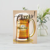 Uitnodigingen voor verjaardagsfeest met bier (Staand voorkant)
