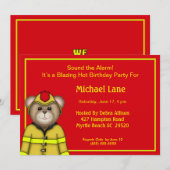 Uitnodigingen voor verjaardagsfeestjes voor brandw (Voorkant / Achterkant)