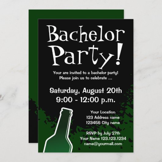 Uitnodigingen voor vrijgezellenfeest | Aangepaste (Voorkant / Achterkant)