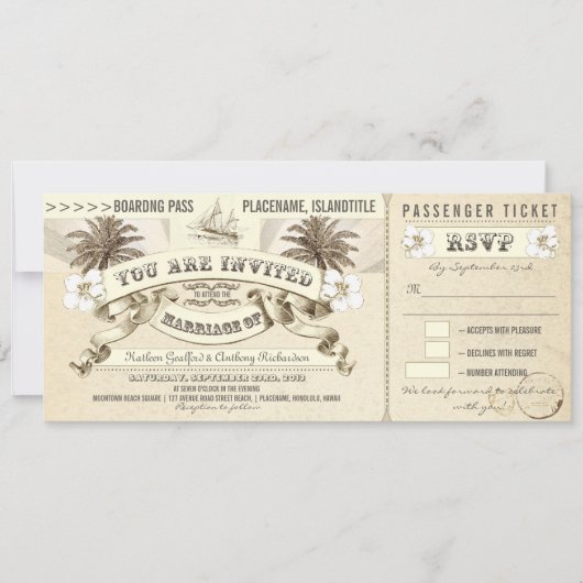 Uitnodigingen voor Wedding Boarding Pass (Voorkant)
