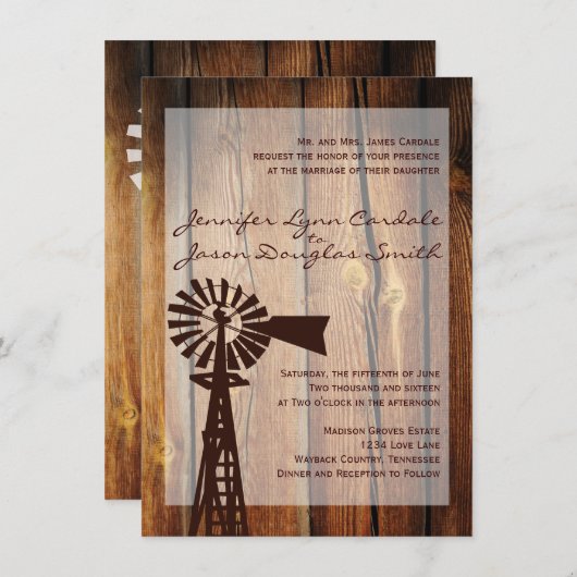 Uitnodigingen voor weduwschap in het Rustische lan (Voorkant / Achterkant)