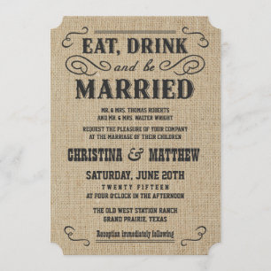 Uitnodigingen voor Westerne bruiloft in Rustic Bur