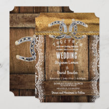 Uitnodigingen voor Westerne bruiloft in Rustic Cou