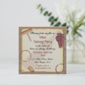Uitnodigingen voor wijnproeverij op papier in vint (Staand voorkant)