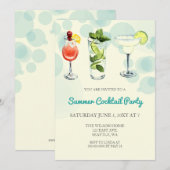 Uitnodigingen voor zomer cocktailparty (Voorkant / Achterkant)