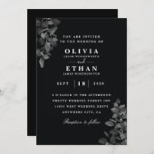 Uitnodigingen voor zwarte bruiloft (Voorkant / Achterkant)