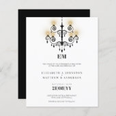 Uitnodigingen voor zwarte witte budgettypografie t (Voorkant / Achterkant)