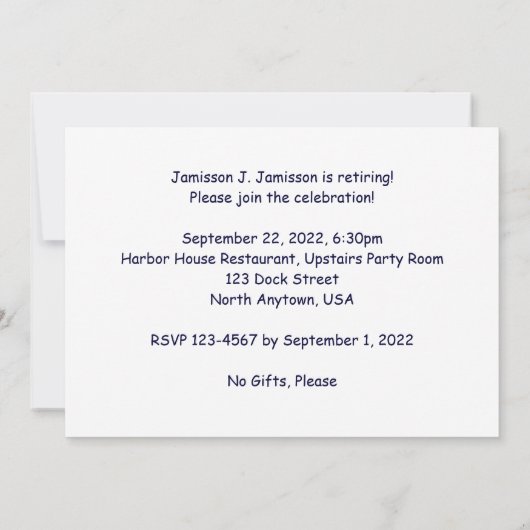 Uitnodigingsboot op zonsondergang kaart (Achterkant)