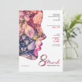 Uitnodigingsbrochure voor vrouwen op dag kaart (Staand voorkant)