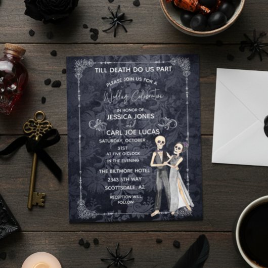 Uitnodigingsbudget voor het halloween Wedding Skel Flyer